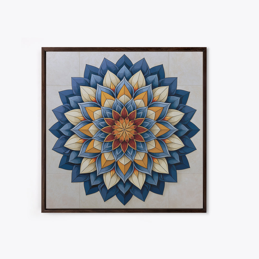 Mandala Lotus with Precise Radial Symmetry Canvas Print, Sacred Geometry Art, Sacred Geometry, Living Room Decor, Geometry, SGA-1x1-26
