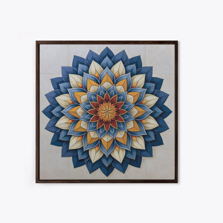 Mandala Lotus with Precise Radial Symmetry Canvas Print, Sacred Geometry Art, Sacred Geometry, Living Room Decor, Geometry, SGA-1x1-26