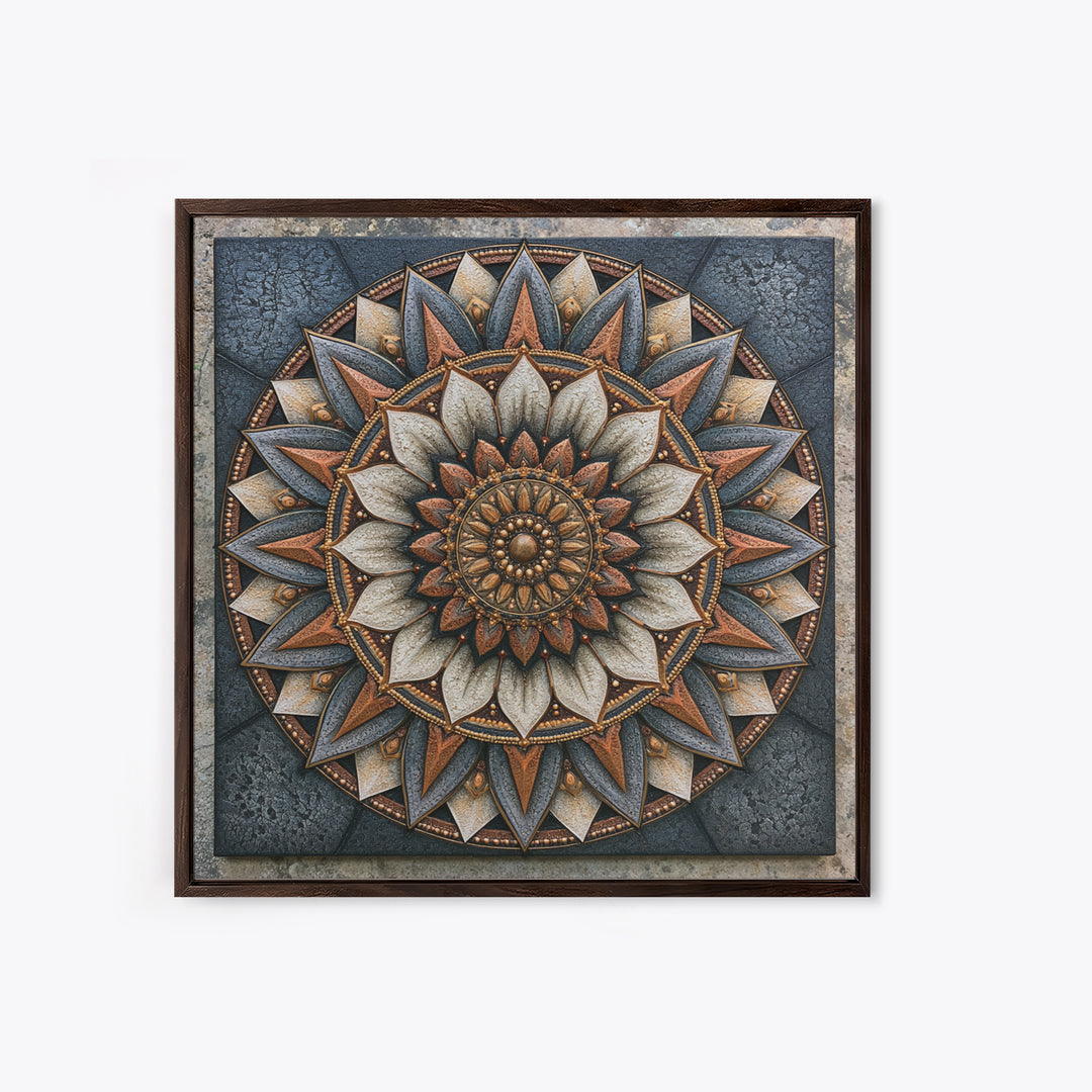 Mandala Lotus with Precise Radial Symmetry Canvas Print, Sacred Geometry Art, Sacred Geometry, Living Room Decor, Geometry, SGA-1x1-50