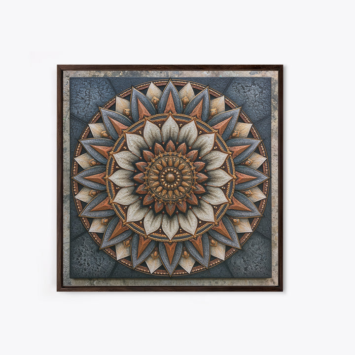 Mandala Lotus with Precise Radial Symmetry Canvas Print, Sacred Geometry Art, Sacred Geometry, Living Room Decor, Geometry, SGA-1x1-50