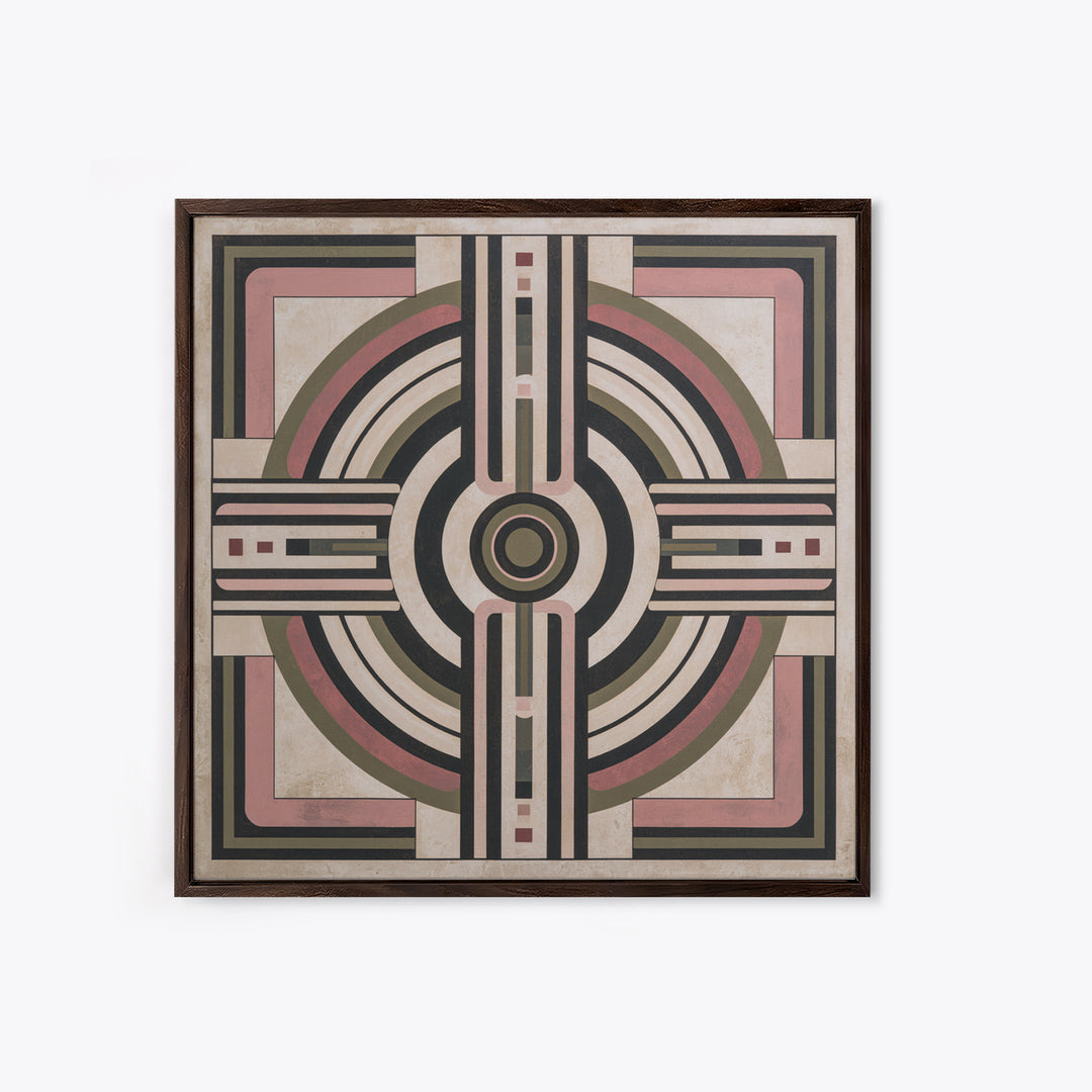 Abstract Temple Plan Made from Sacred Lines Framed Canvas Print, Sacred Geometry Art, Decorations, Living Room Decor, Geometry, SGA-1x1-61