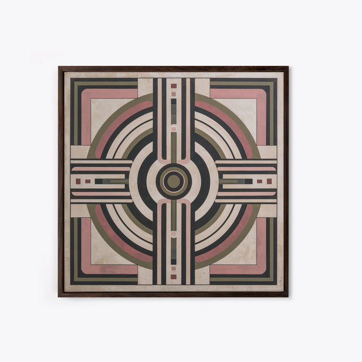 Abstract Temple Plan Made from Sacred Lines Framed Canvas Print, Sacred Geometry Art, Decorations, Living Room Decor, Geometry, SGA-1x1-61