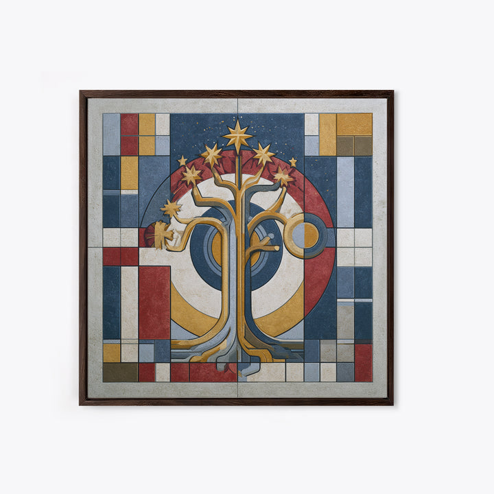 Geometric Tree of Life Framed Canvas Print, Sacred Geometry Art, Decorations, Living Room Decor, Geometry, Minimalist Decor, SGA-1x1-63