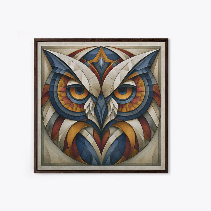 Sacred Owl Formed from Symmetrical Linework Canvas Print, Sacred Geometry Art, Rustic Home Decor, Living Room Decor, Geometry, SGA-1x1-66