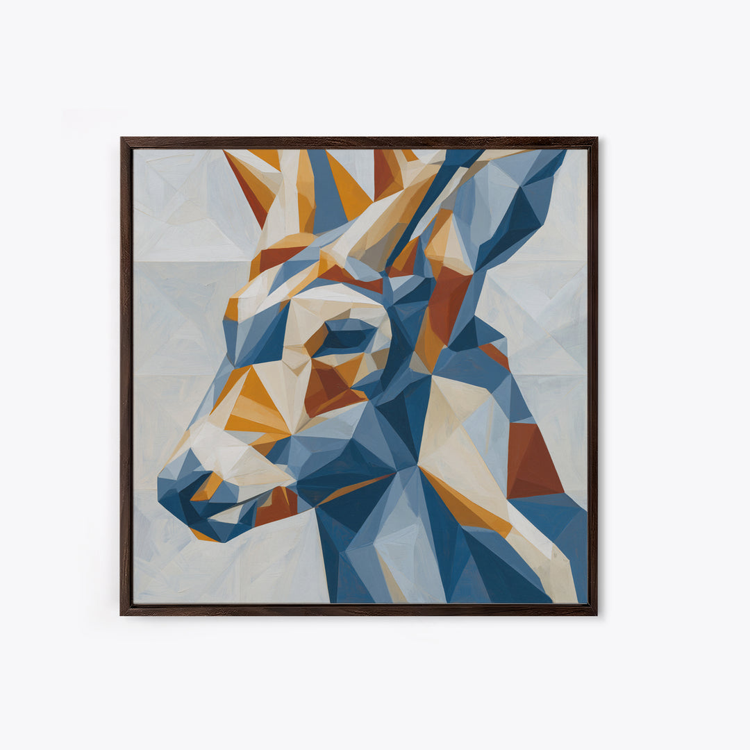 Sacred Deer Formed from Geometric Facets Framed Canvas Print, Sacred Geometry Art, Living Room Decor, Fine Art, Geometry, SGA-1x1-7