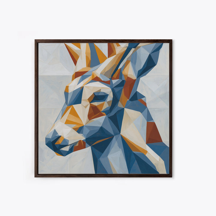 Sacred Deer Formed from Geometric Facets Framed Canvas Print, Sacred Geometry Art, Living Room Decor, Fine Art, Geometry, SGA-1x1-7