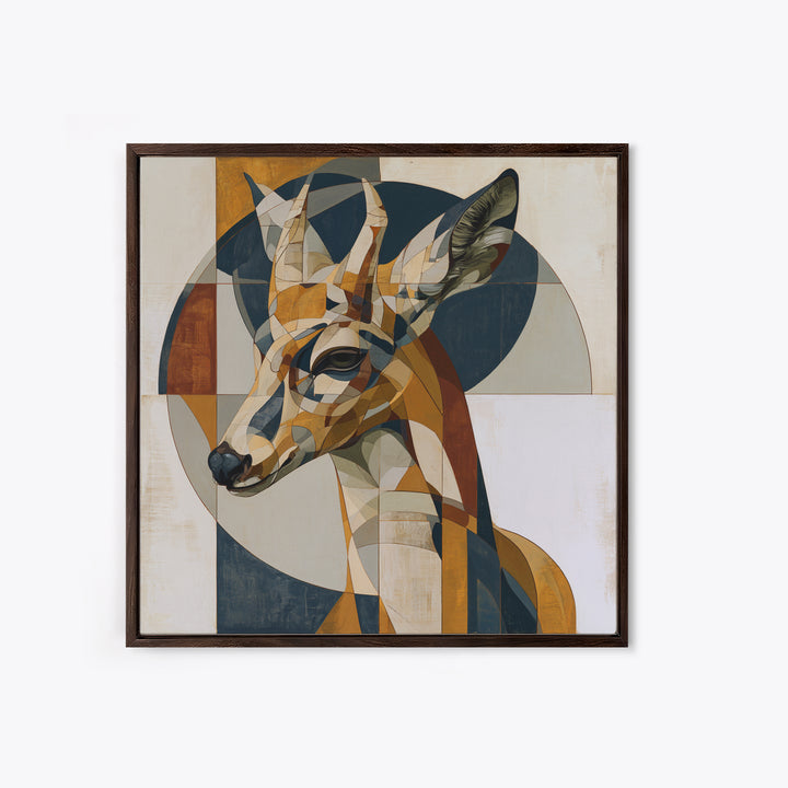 Sacred Deer Formed from Geometric Facets Framed Canvas Print, Sacred Geometry Art, Modern Decor, Living Room Decor, Geometry, SGA-1x1-79