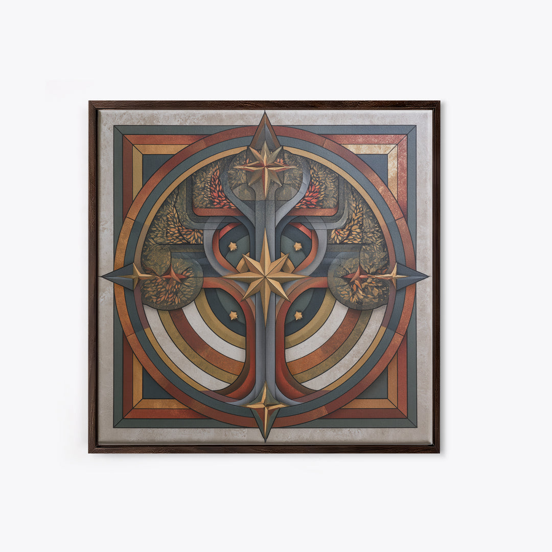 Geometric Tree of Life Canvas Print, Sacred Geometry Art, Statement Artwork, Living Room Decor, Abstract Art, Geometry, SGA-1x1-87