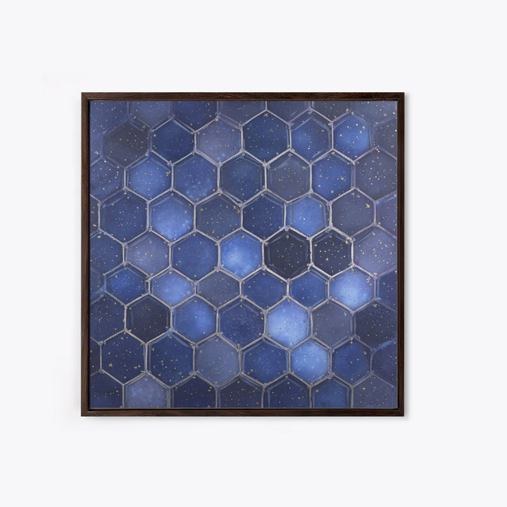 Hexagon Honeycomb Pattern Framed Canvas Print, Sacred Geometry Art, Textured Painting, Living Room Decor, Fine Art, Geometry, SGA-1x1-88