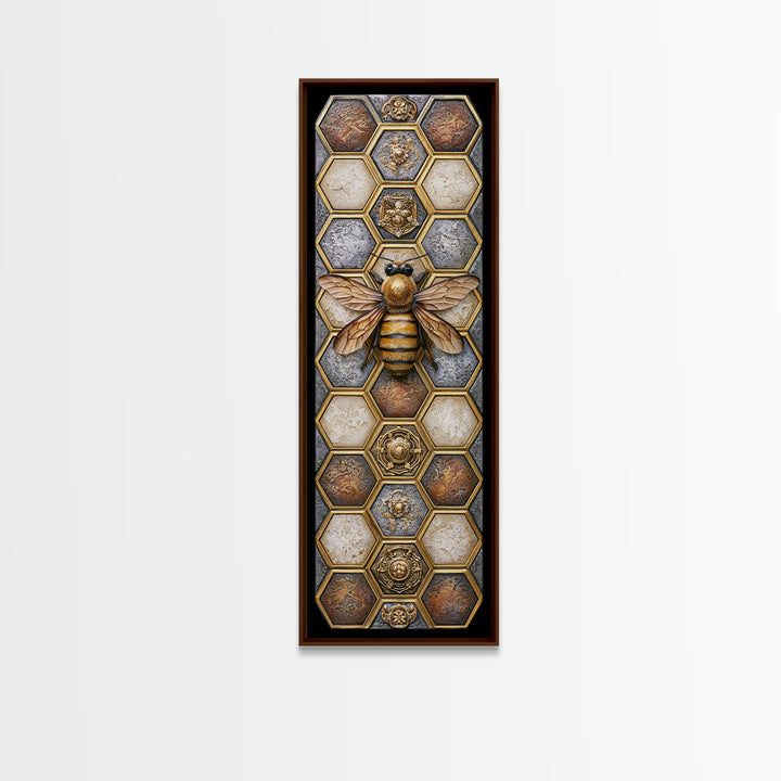 Hexagon Honeycomb Pattern Canvas Print, Sacred Geometry Art, Room Decor, Living Room Decor, Fine Art, Geometry, Large Wall Art, SGA-1x3-28