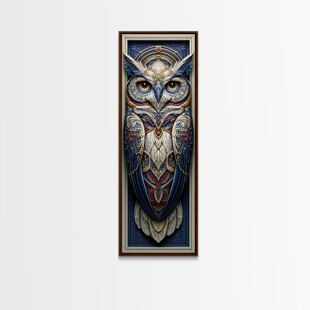 Sacred Owl Formed from Symmetrical Linework Canvas Print, Sacred Geometry Art, Sacred Geometry, Living Room Decor, Geometry, SGA-1x3-54