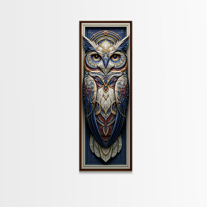 Sacred Owl Formed from Symmetrical Linework Canvas Print, Sacred Geometry Art, Sacred Geometry, Living Room Decor, Geometry, SGA-1x3-54