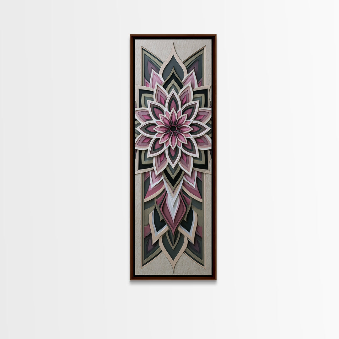 Mandala Lotus with Precise Radial Symmetry Canvas Print, Sacred Geometry Art, Gallery Decor, Living Room Decor, Geometry, SGA-1x3-62