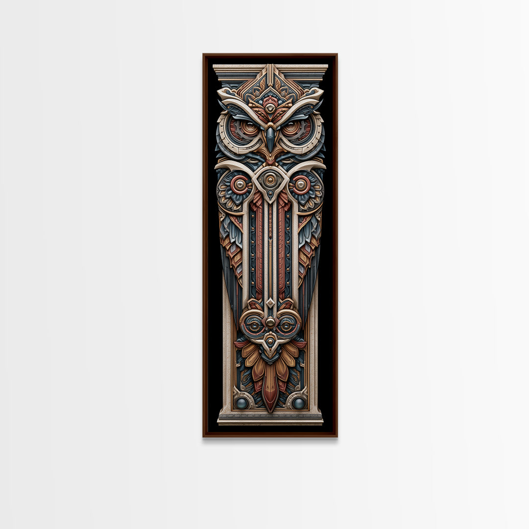 Sacred Owl Formed from Symmetrical Linework Canvas Print, Sacred Geometry Art, Decorations, Living Room Decor, Abstract Art, SGA-1x3-78