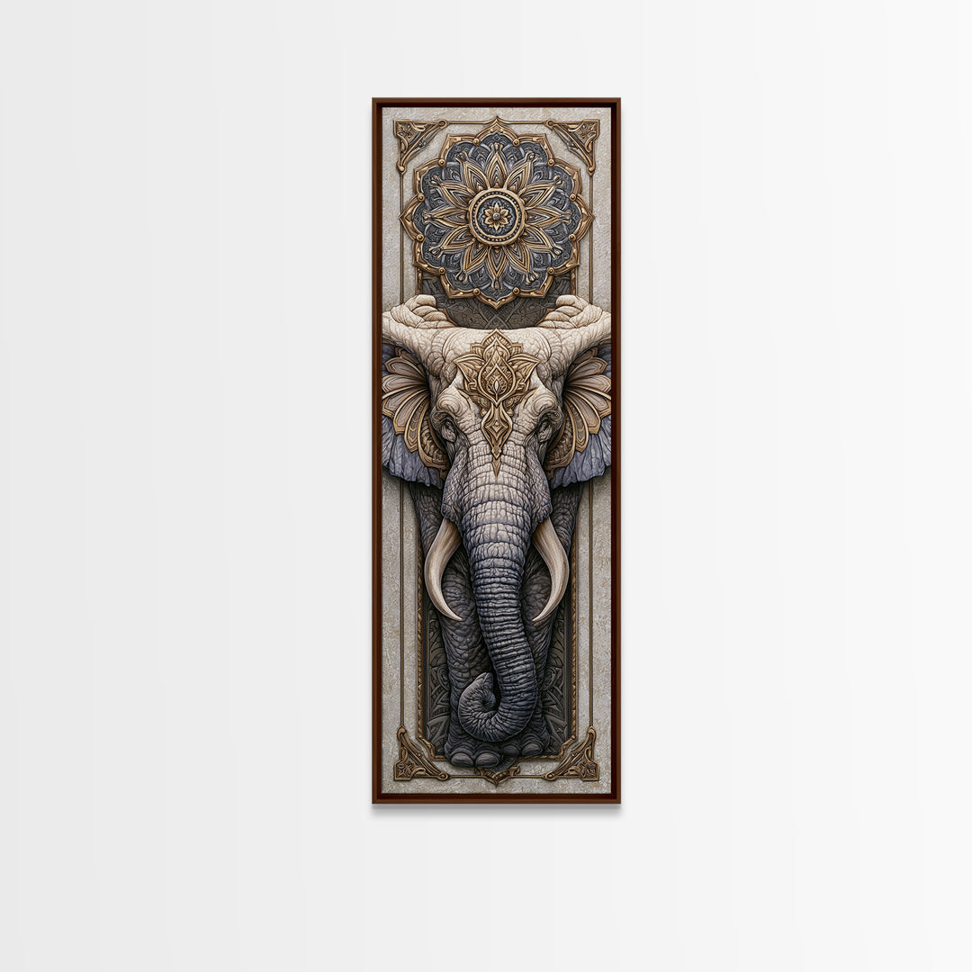 Geometric Elephant with Ornate Mandala Lines Canvas Print, Sacred Geometry Art, Modern Decor, Living Room Decor, Abstract Art, SGA-1x3-94