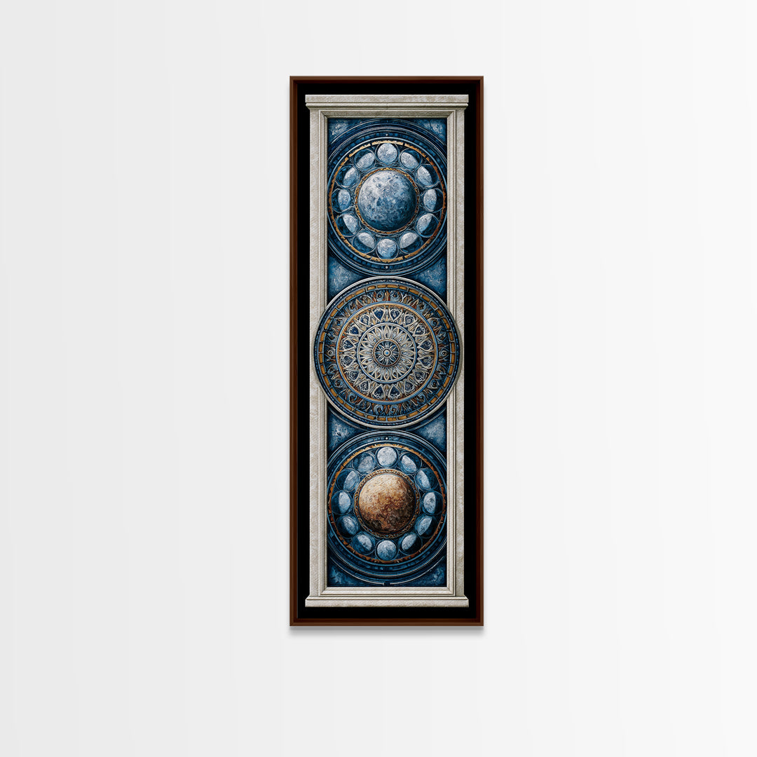 Moon Phase Mandala Canvas Print, Sacred Geometry Art, Fine Art Print, Living Room Decor, Fine Art, Geometry, Digital Art, SGA-1x3-98
