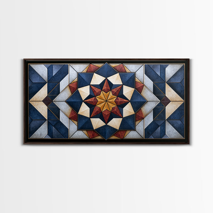 Black and Gold Geometric Rosette Canvas Print, Sacred Geometry Art, Contemporary Art, Living Room Decor, Abstract Art, Geometry, SGA-2x1-32