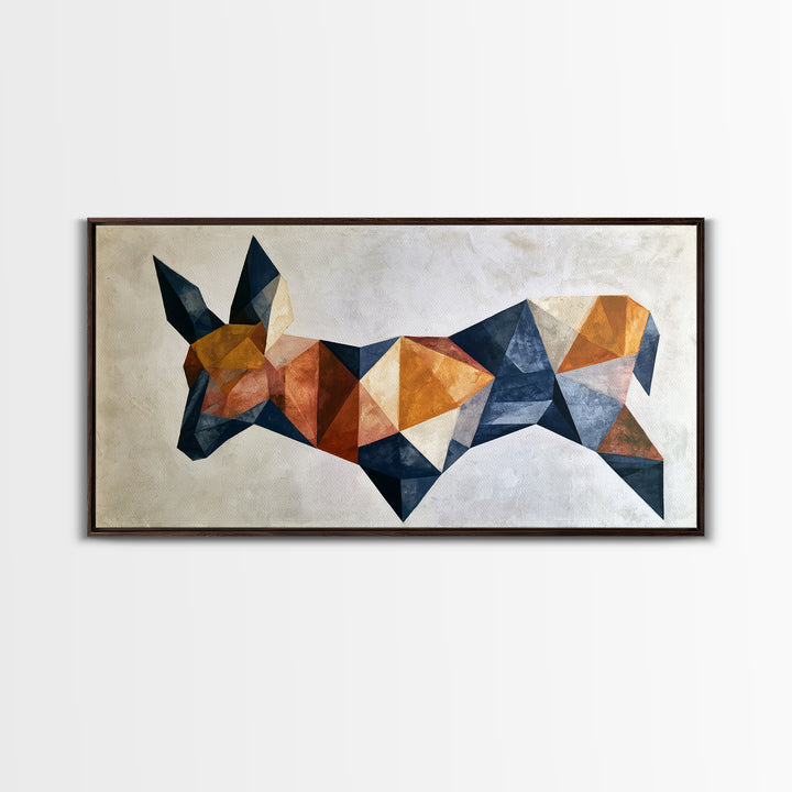 Sacred Deer Formed from Geometric Facets Framed Canvas Print, Sacred Geometry Art, Wall Art Print, Living Room Decor, Geometry, SGA-2x1-51