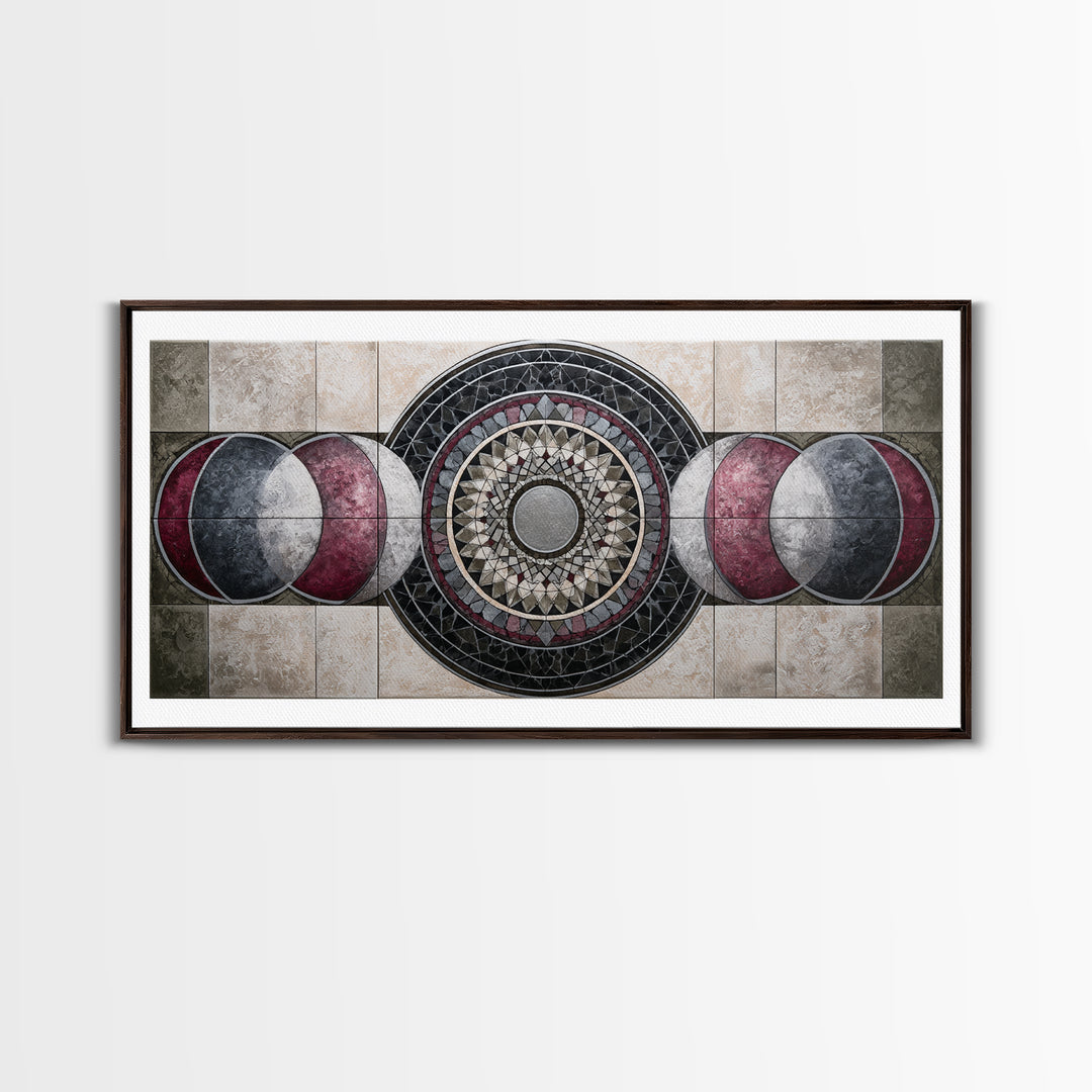 Moon Phase Mandala Canvas Print, Sacred Geometry Art, Wall Art, Living Room Decor, Fine Art, Geometry, Wall Art Print, SGA-2x1-58