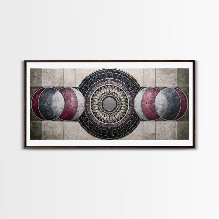Moon Phase Mandala Canvas Print, Sacred Geometry Art, Wall Art, Living Room Decor, Fine Art, Geometry, Wall Art Print, SGA-2x1-58