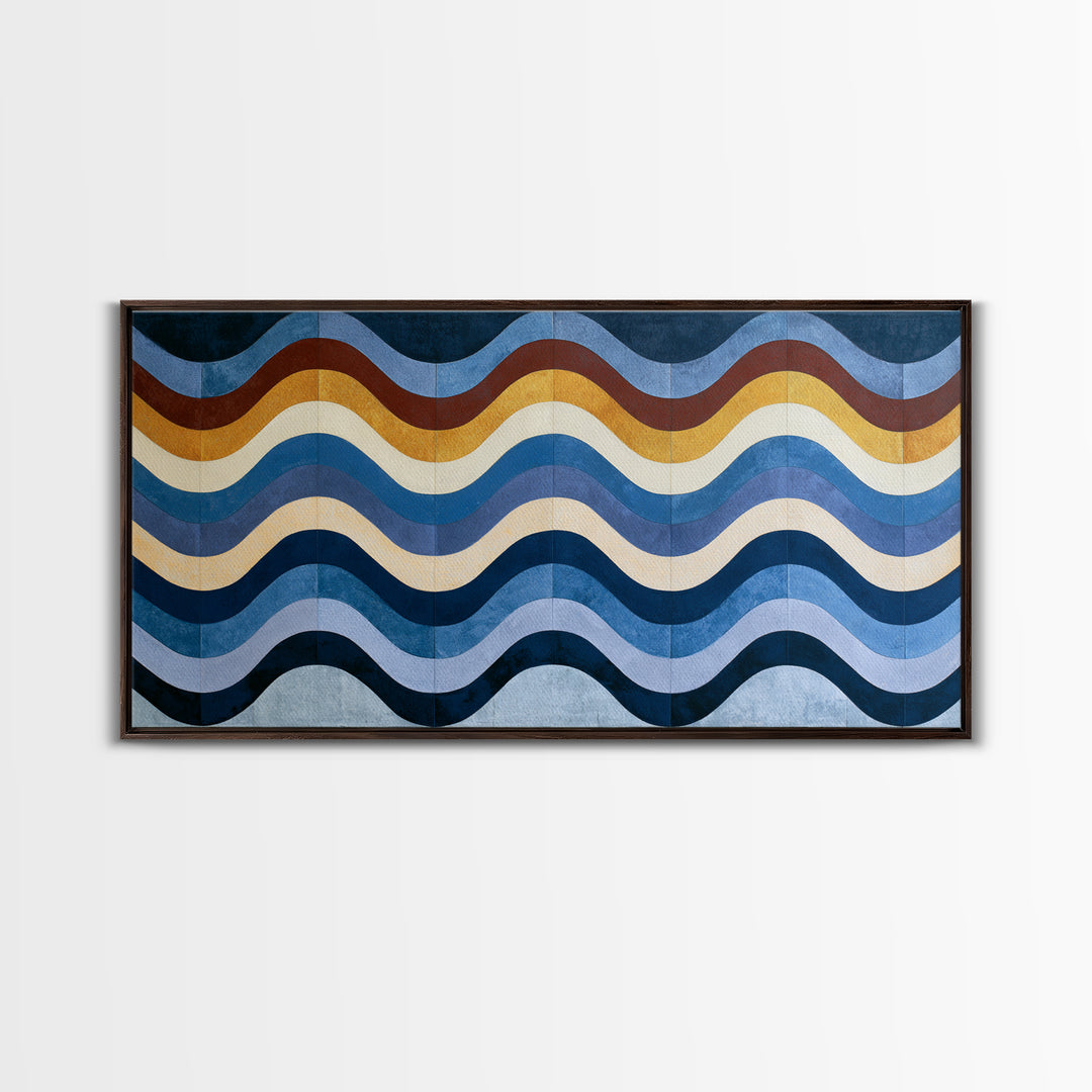 Geometric Wave Pattern Canvas Print, Sacred Geometry Art, Textured Painting, Living Room Decor, Abstract Art, Geometry, SGA-2x1-66