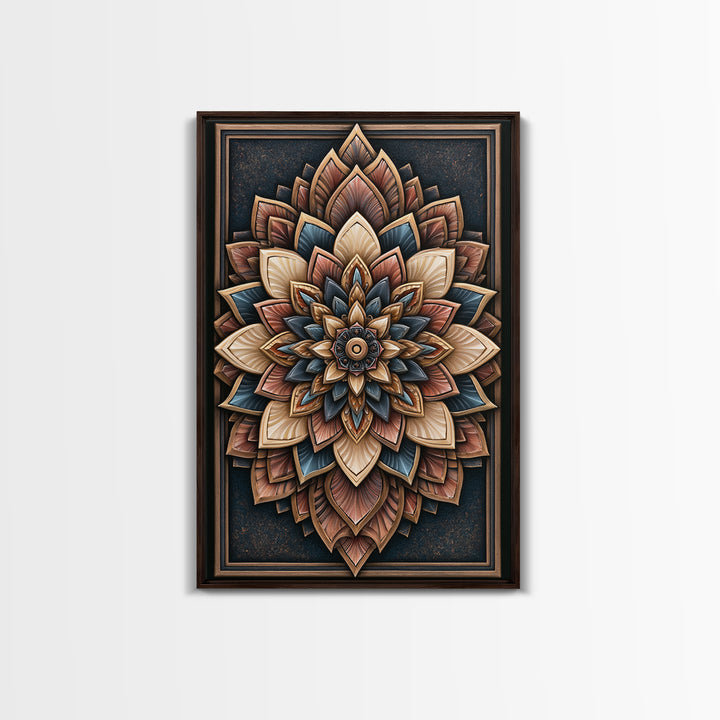 Mandala Lotus with Precise Radial Symmetry Canvas Print, Sacred Geometry Art, Luxury Decor, Living Room Decor, Geometry, SGA-2x3-10