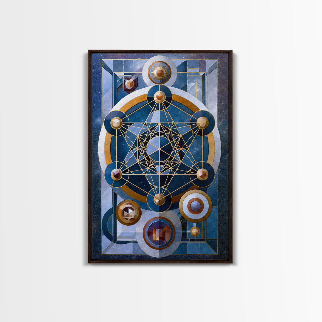 Metatron Cube with Celestial Background Canvas Print, Sacred Geometry Art, Decorations, Living Room Decor, Abstract Art, SGA-2x3-11