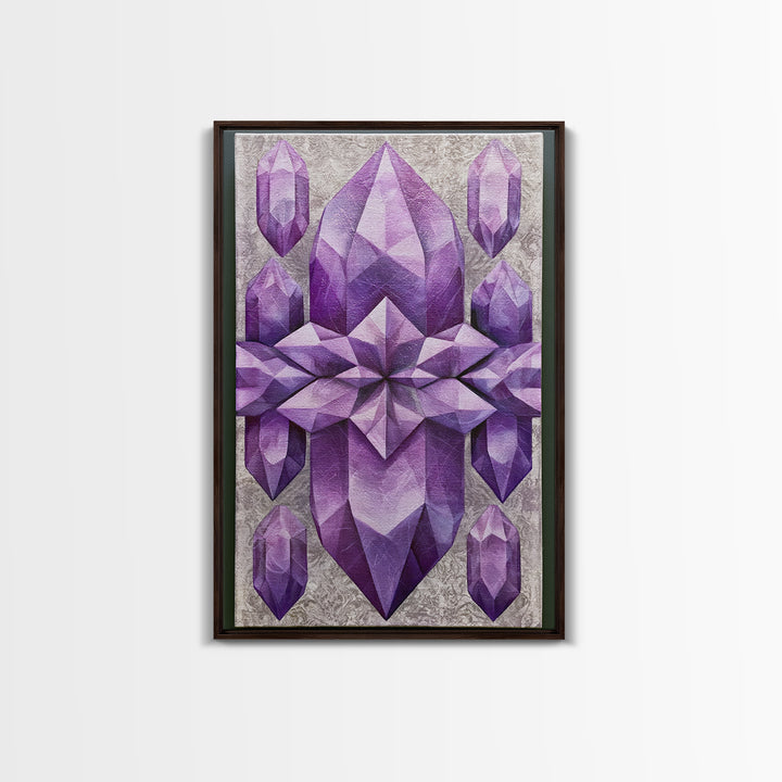 Crystal Grid Pattern Framed Canvas Print, Sacred Geometry Art, Digital Art, Living Room Decor, Geometry, Minimalist Wall Art, SGA-2x3-13