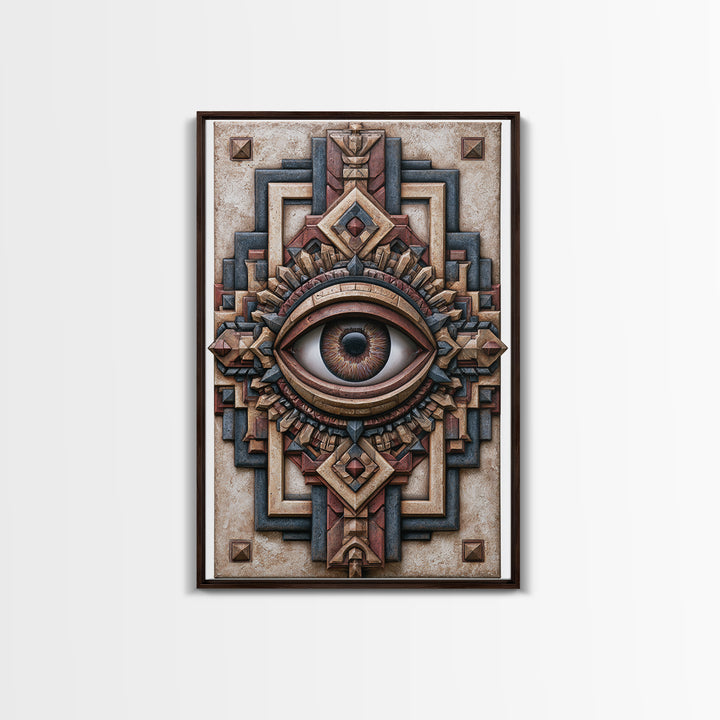 Cosmic Eye Inside Geometric Frame Framed Canvas Print, Sacred Geometry Art, Zen Home Decor, Living Room Decor, Abstract Art, SGA-2x3-3