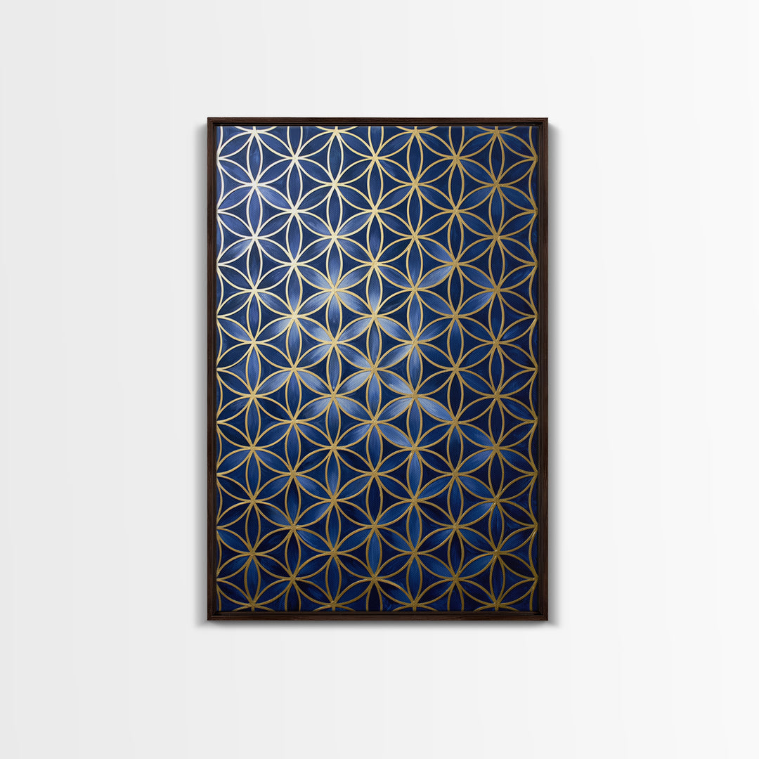 Flower of Life Pattern Framed Canvas Print, Sacred Geometry Art, Large Wall Art, Living Room Decor, Fine Art, Geometry, SGA-2x3-33