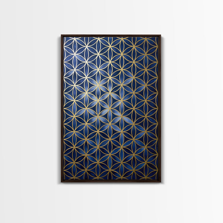 Flower of Life Pattern Framed Canvas Print, Sacred Geometry Art, Large Wall Art, Living Room Decor, Fine Art, Geometry, SGA-2x3-33