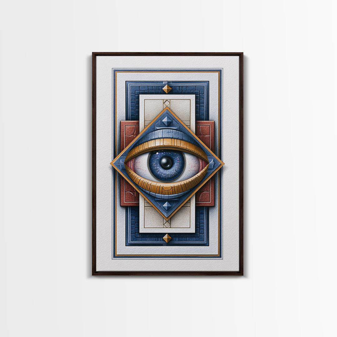 Cosmic Eye Inside Geometric Frame Framed Canvas Print, Sacred Geometry Art, Room Decor, Living Room Decor, Fine Art, Geometry, SGA-2x3-51