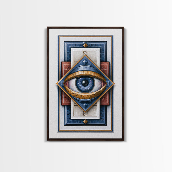 Cosmic Eye Inside Geometric Frame Framed Canvas Print, Sacred Geometry Art, Room Decor, Living Room Decor, Fine Art, Geometry, SGA-2x3-51