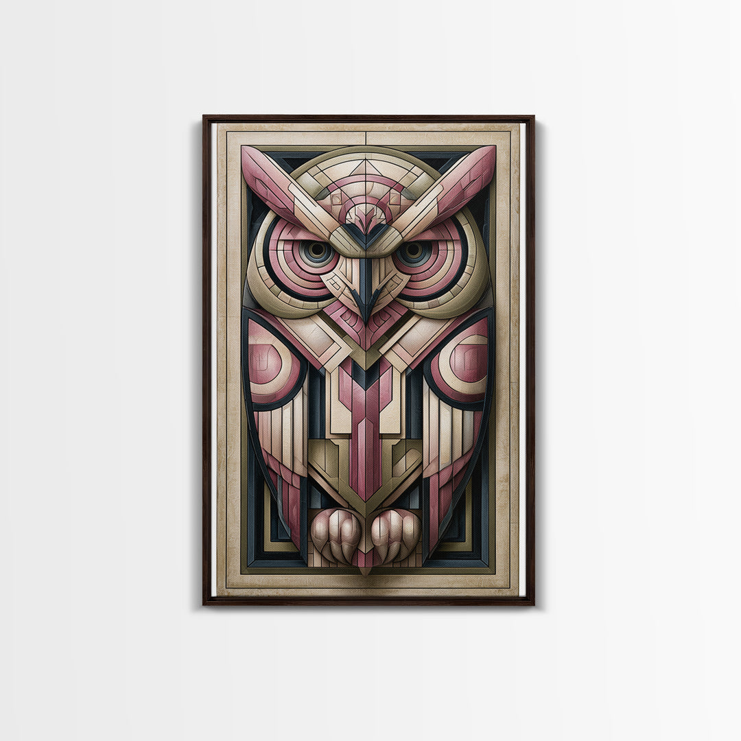 Sacred Owl Formed from Symmetrical Linework Canvas Print, Sacred Geometry Art, Digital Art, Living Room Decor, Geometry, SGA-2x3-74