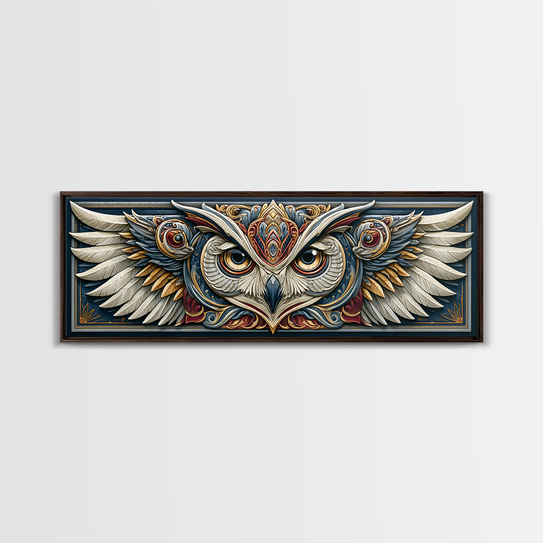 Sacred Owl Formed from Symmetrical Linework Canvas Print, Sacred Geometry Art, Wall Decor, Living Room Decor, Geometry, SGA-3x1-10