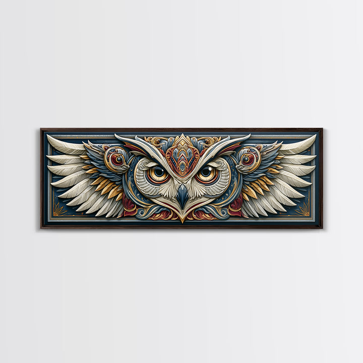 Sacred Owl Formed from Symmetrical Linework Canvas Print, Sacred Geometry Art, Wall Decor, Living Room Decor, Geometry, SGA-3x1-10