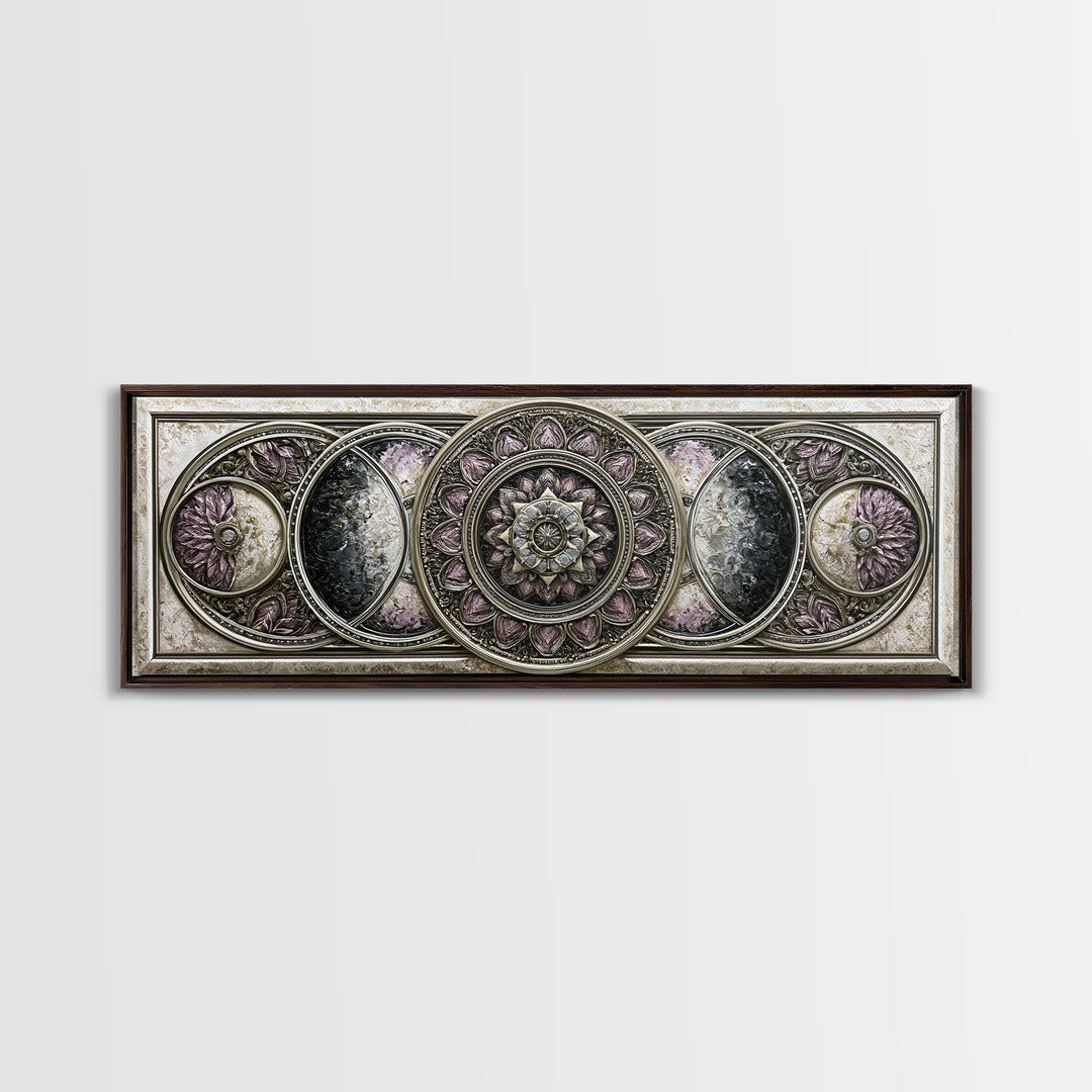 Moon Phase Mandala Canvas Print, Sacred Geometry Art, Wall Art, Living Room Decor, Fine Art, Geometry, Wall Art Print, SGA-3x1-30