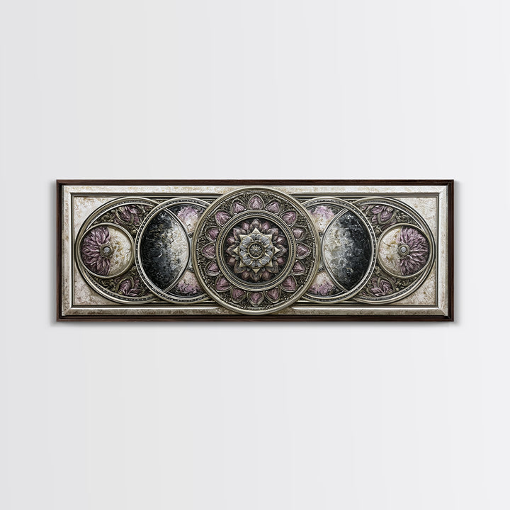 Moon Phase Mandala Canvas Print, Sacred Geometry Art, Wall Art, Living Room Decor, Fine Art, Geometry, Wall Art Print, SGA-3x1-30