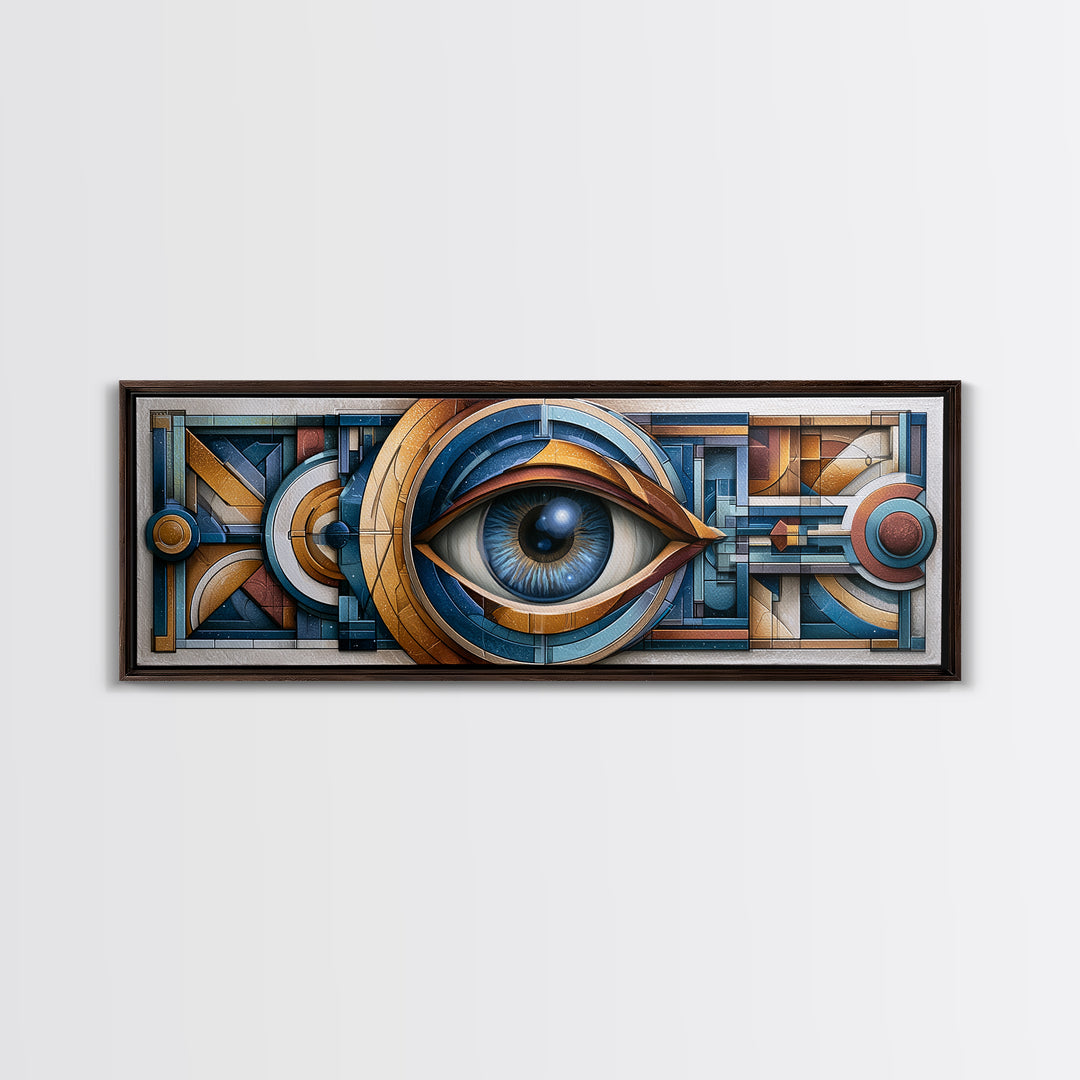 Cosmic Eye Inside Geometric Frame Canvas Print, Sacred Geometry Art, Art Print, Living Room Decor, Fine Art, Geometry, SGA-3x1-35