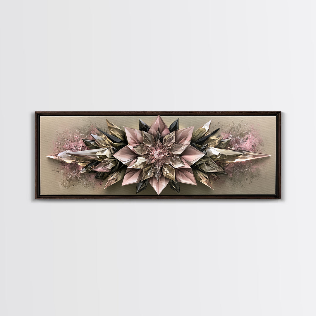 Crystal Lotus Arrangement Canvas Print, Sacred Geometry Art, Decorations, Living Room Decor, Geometry, Minimalist Decor, SGA-3x1-36
