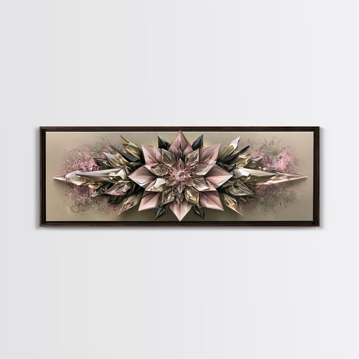 Crystal Lotus Arrangement Canvas Print, Sacred Geometry Art, Decorations, Living Room Decor, Geometry, Minimalist Decor, SGA-3x1-36