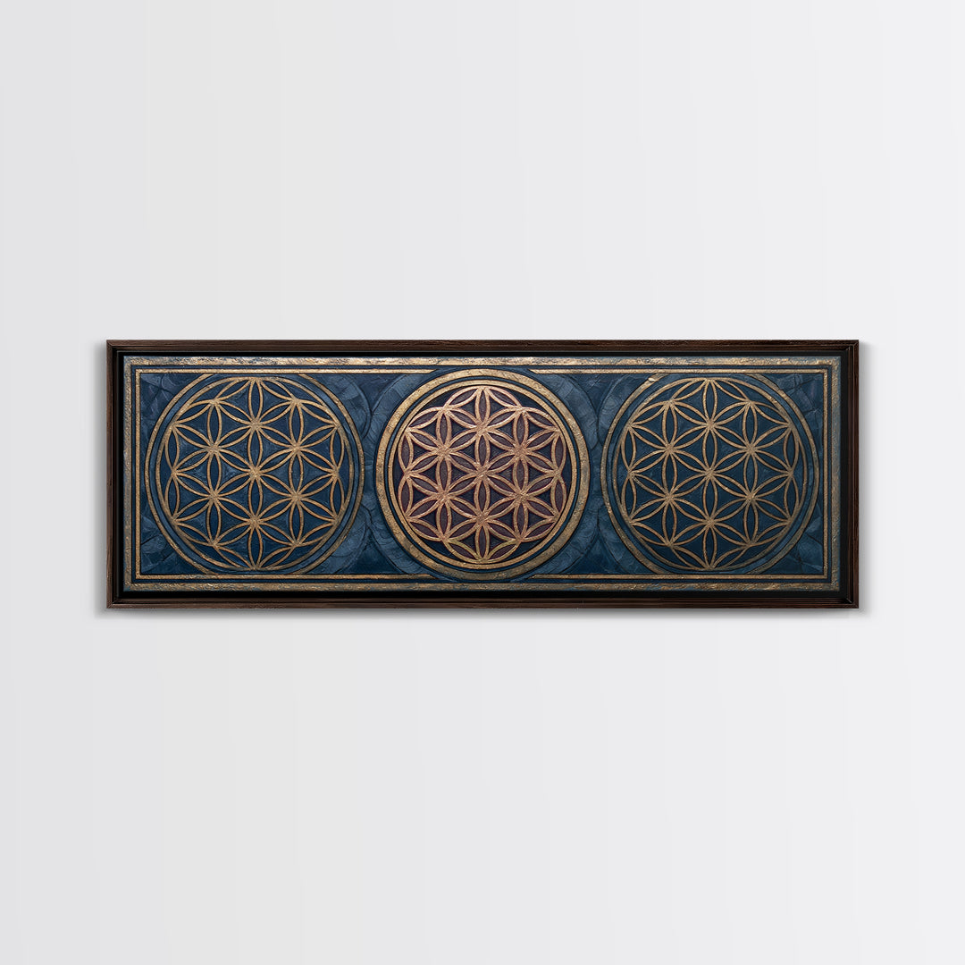 Flower of Life Pattern Canvas Print, Sacred Geometry Art, Mandala Wall Art, Living Room Decor, Geometry, Statement Artwork, SGA-3x1-41
