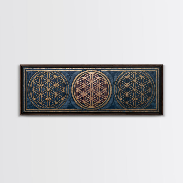 Flower of Life Pattern Canvas Print, Sacred Geometry Art, Mandala Wall Art, Living Room Decor, Geometry, Statement Artwork, SGA-3x1-41