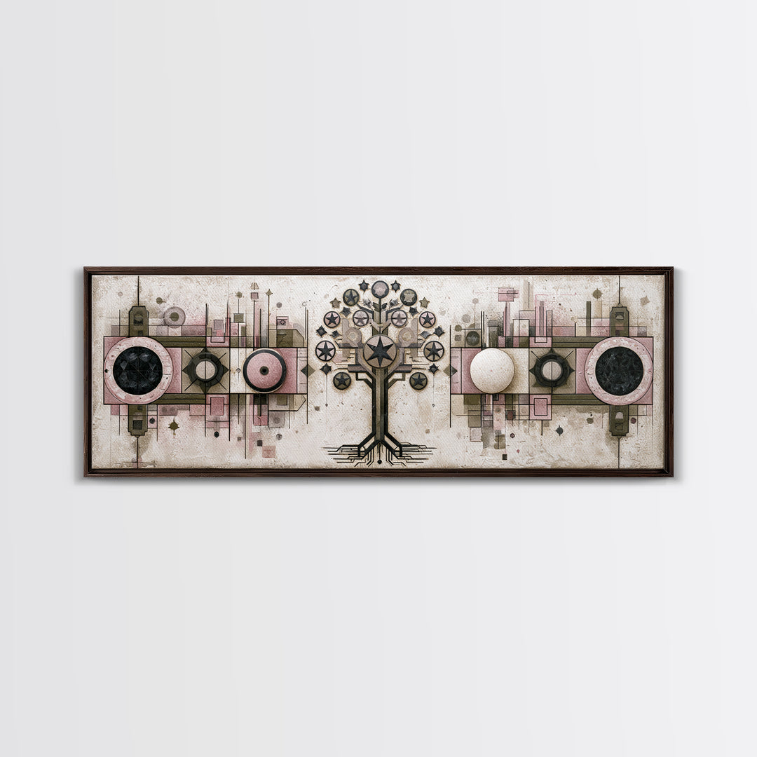 Geometric Tree of Life Framed Canvas Print, Sacred Geometry Art, Contemporary Art, Living Room Decor, Fine Art, Geometry, SGA-3x1-55