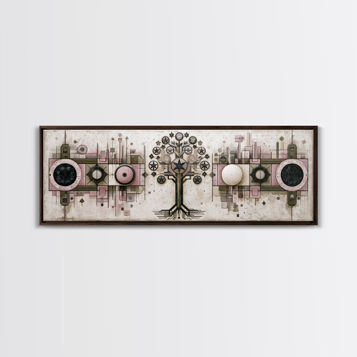 Geometric Tree of Life Framed Canvas Print, Sacred Geometry Art, Contemporary Art, Living Room Decor, Fine Art, Geometry, SGA-3x1-55
