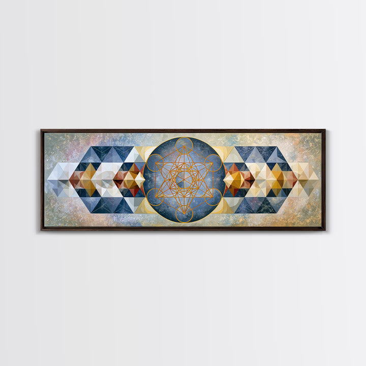 Metatron Cube with Celestial Background Canvas Print, Sacred Geometry Art, Large Wall Art, Living Room Decor, Geometry, SGA-3x1-67