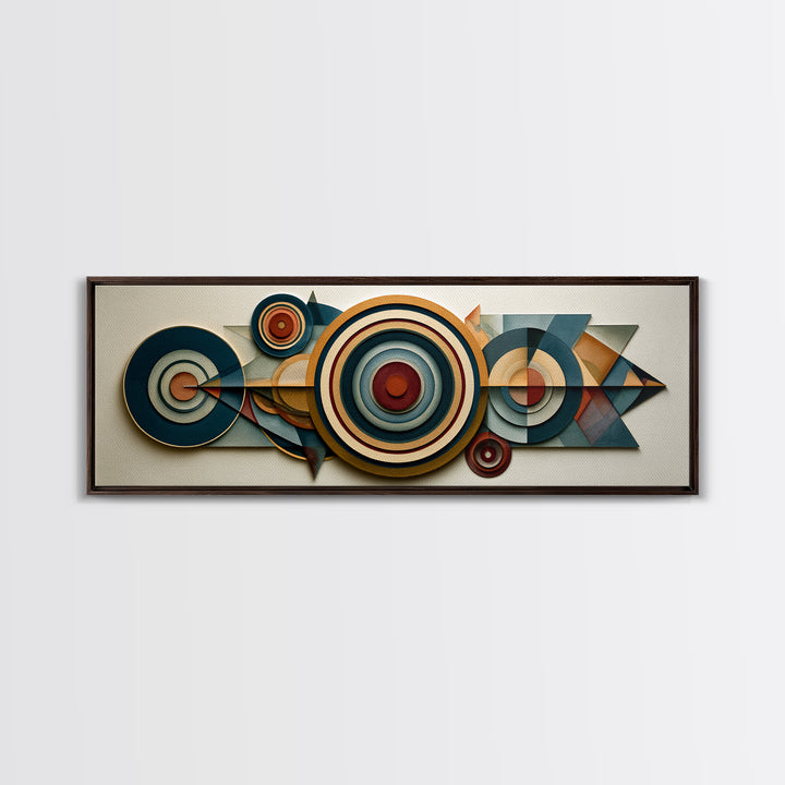 Concentric Circles and Triangles Framed Canvas Print, Sacred Geometry Art, Abstract Art Print, Living Room Decor, Geometry, SGA-3x1-73
