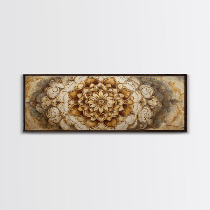 Triangle Mountain Landscape Framed Canvas Print, Sacred Geometry Art, Canvas Wall Art, Living Room Decor, Fine Art, Geometry, SGA-3x1-9