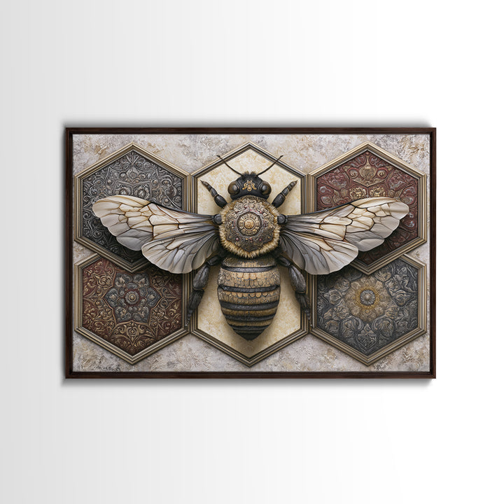 Hexagon Honeycomb Pattern Canvas Print, Sacred Geometry Art, Geometric Wall Art, Living Room Decor, Watercolor Art, Geometry, SGA-3x2-44