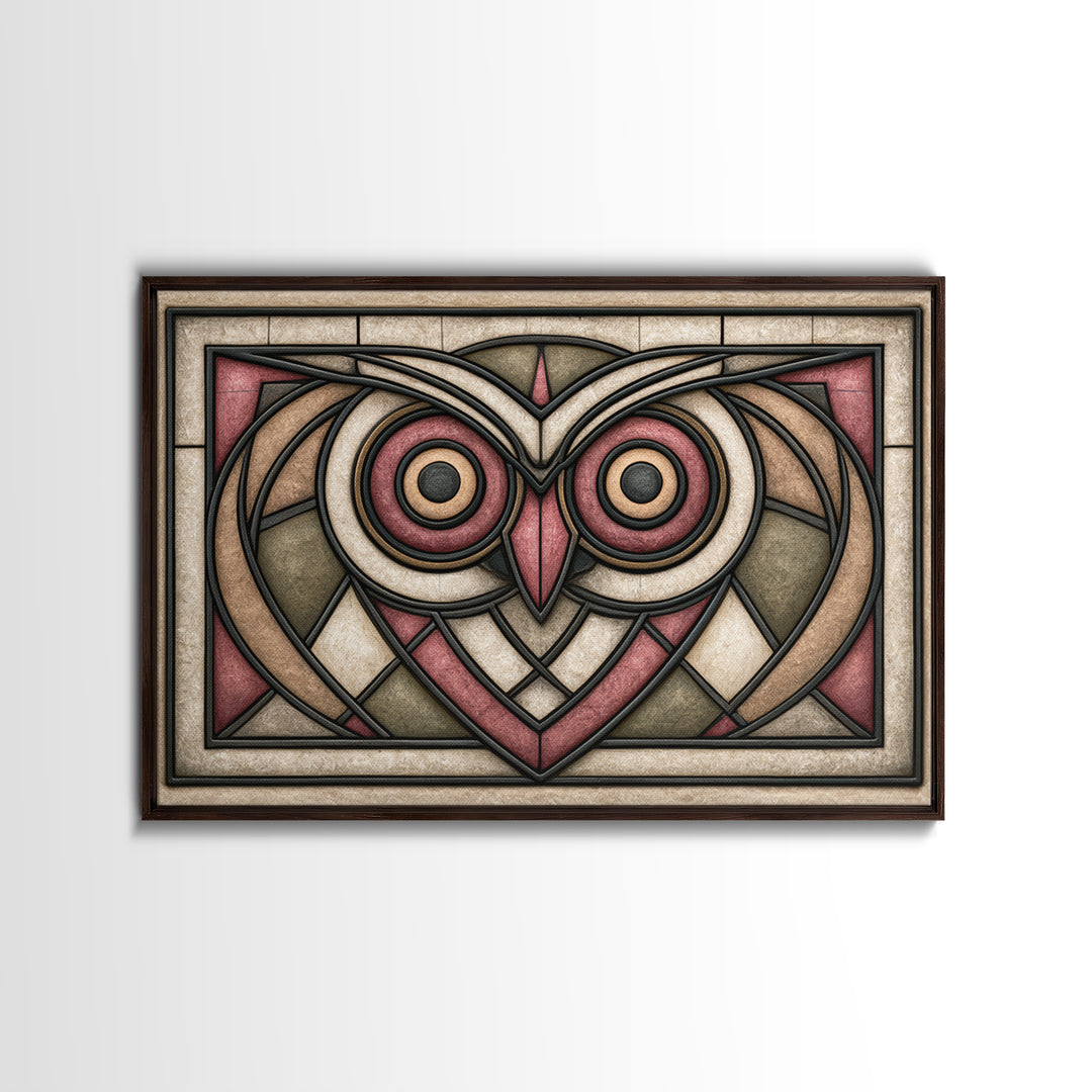 Sacred Owl Formed from Symmetrical Linework Canvas Print, Sacred Geometry Art, Boho Decor, Living Room Decor, Geometry, SGA-3x2-46